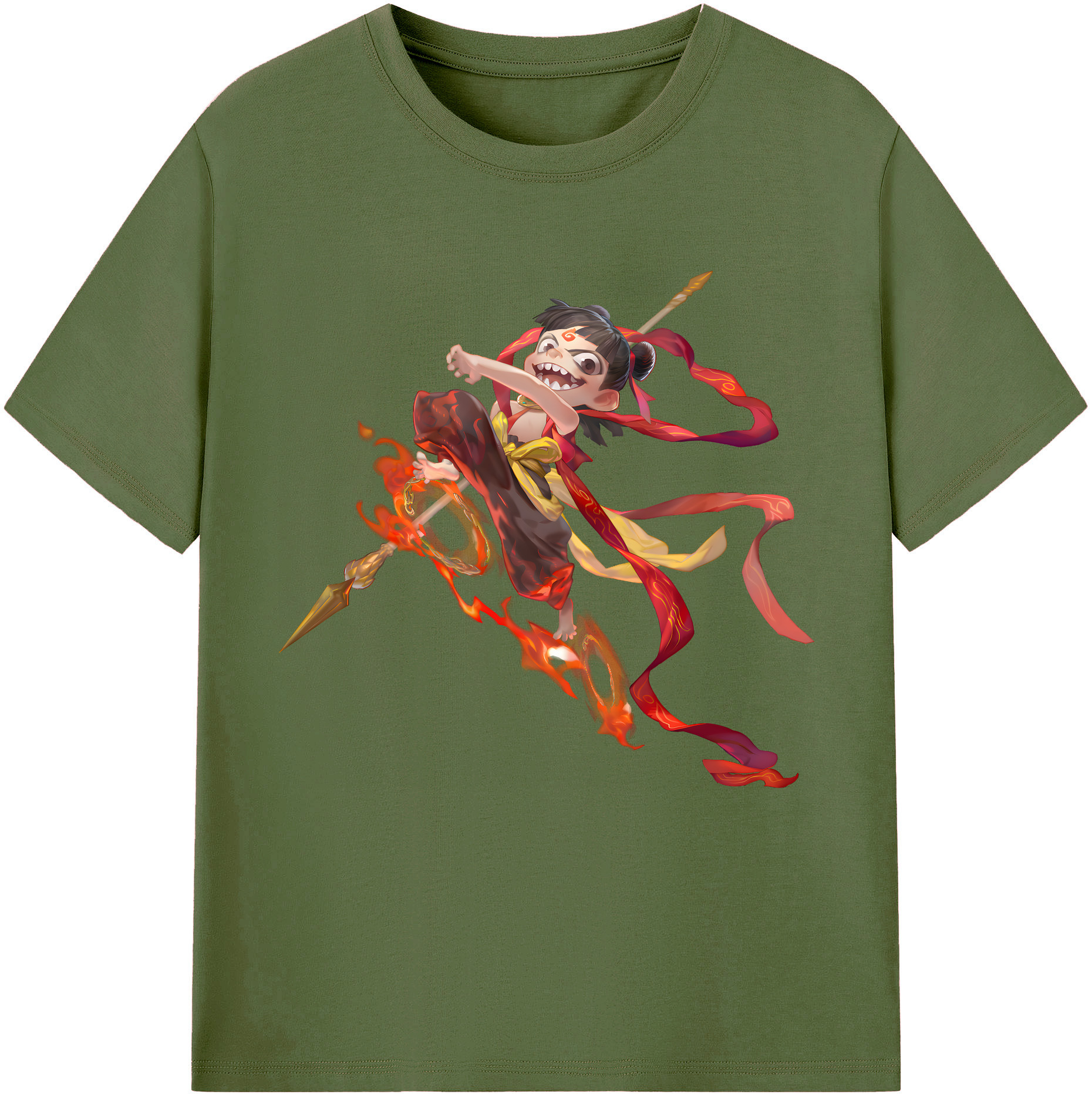 （画像用） Ne Zha 2 ナタ 魔童の大暴れ 綿100％半袖Tシャツ（フロントプリント）